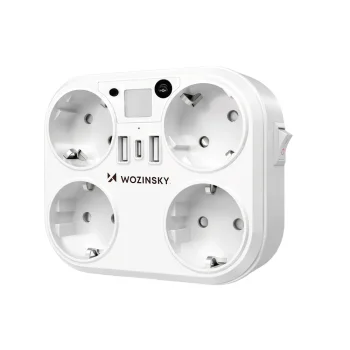 Wozinsky WRS-2B Power Splitter 4x AC 2x USB-A 1x USB-C 4000W with Lamp - White