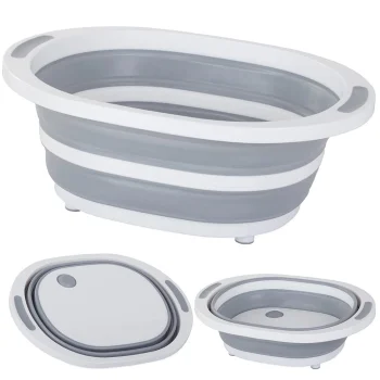 Collapsible Silicone Bowl with Drain and Cutting Board, 5L