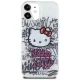Hello Kitty iPhone 15 Case IML Kitty On Bricks Graffiti, White