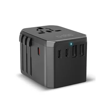 SBS Universal GaN Travel Adapter 70W, 3xUSB-C / 2xUSB-A, Black