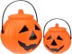 Large Halloween Pumpkin Candy Bucket with Lid, Orange