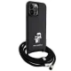Karl Lagerfeld iPhone 14 Pro Max Case Crossbody Saffiano Metal Pin, Black