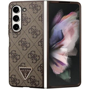 Guess Samsung Galaxy Z Fold 5 Case Leather 4G Triangle Strass, Brown