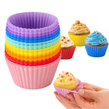 Reusable Silicone Baking Cups for Muffins and Cupcakes 12 Pcs, Mix
