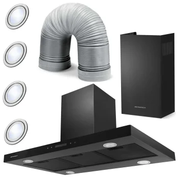 Berdsen BE-90E 90 cm Island Cooker Hood, Black