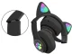 Wireless Bluetooth Cat Ear Headphones with LED RGB, FM Radio, MicroSD, Black