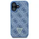 Guess iPhone 16 Case Leather Metal Logo Strass Crossbody, Blue
