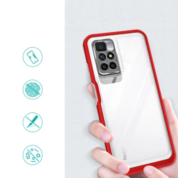 Case for Xiaomi Redmi 10 Hybrid Armor Clear 3 in 1, Red