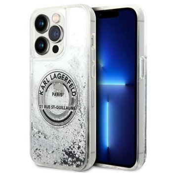 Apple iPhone 14 Pro 6.1" Karl Lagerfeld Liquid Glitter RSG Case Cover (KLHCP14LLCRSGRS), Silver
