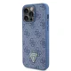 Guess Leather 4G Triangle Strass Case for iPhone 15 Pro Max, Blue