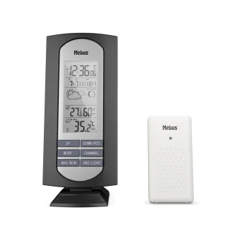 Mebus 11146 Radio-Controlled Weather Station, Black/Silver