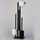 Toilet Paper Stand with Brush and Holder, Matte Black