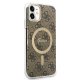 Apple iPhone 11 6.1\'\' Guess 4G Print MagSafe Case Cover (GUBPN61H4EACSW) + Charger, Brown