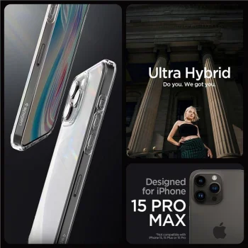 Spigen Ultra Hybrid Case for iPhone 15 Pro Max, Clear Matte