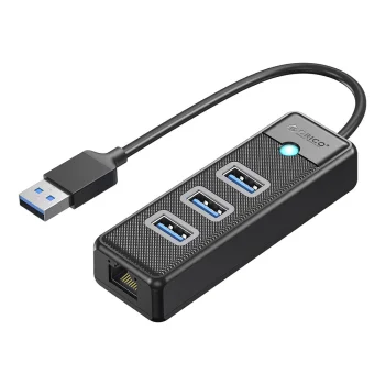 Orico PW3UR25-U3 USB Hub, 3x USB-A 3.0, 1x RJ45 2.5G Ethernet, 1m, Black