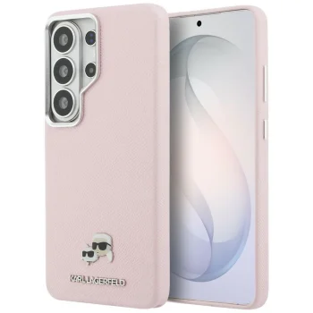 Karl Lagerfeld Saffiano KC Metal Logo MagSafe Case for Samsung Galaxy S26 Ultra - Pink