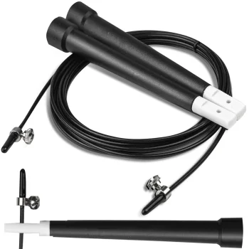 Neo-Sport NS-955 Sports Jump Rope with Steel Cable, Black