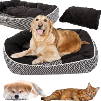 Soft Plush Pet Bed with Cushion, 70x55 cm
