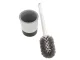 Toilet Brush with Holder and Wall Hook, White and Grey