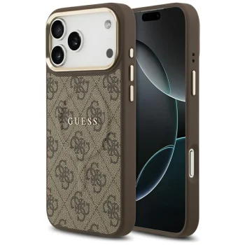 Guess 4G PU Classic Logo MagSafe Case for iPhone 17 Pro Max - Brown