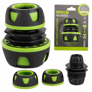 Garden Hose Connector 1/2" and 3/4" DIVODV Green/Black