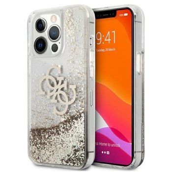 Guess 4G Big Liquid Glitter Case for iPhone 13 Pro Max - Gold