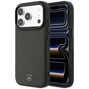 Mercedes-Benz Leather Mesh Bow Line MagSafe Case for iPhone 18 Pro / 17 Pro, Dark Gray