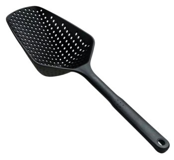 Kitchen Skimmer Spoon with Strainer, 34 cm, Black