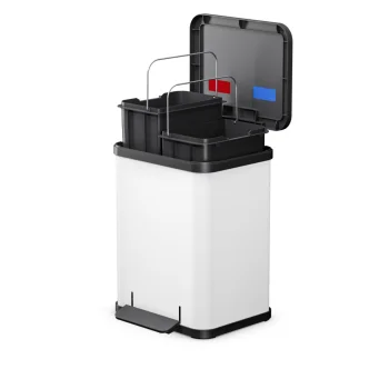 Hailo Öko duo Plus M Pedal Recycling Bin 18L (2x9L), White / Black