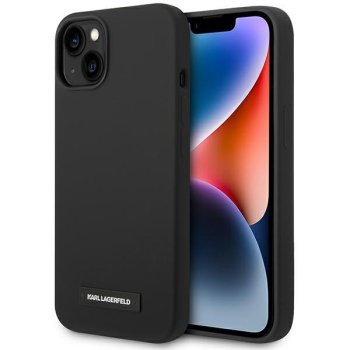Karl Lagerfeld Silicone Plaque MagSafe Case for iPhone 14 Plus - Black