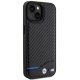 Чехол BMW Leather Carbon для iPhone 15 - черный