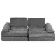 ECOTOYS Large Modular Kids Play Couch, 10-Piece 2-Seater Sofa, Grey