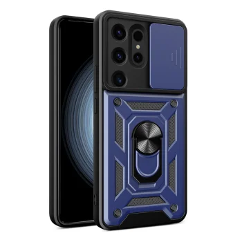 Hurtel Hybrid Armor Camshield Case for Samsung Galaxy S24 Ultra, Blue