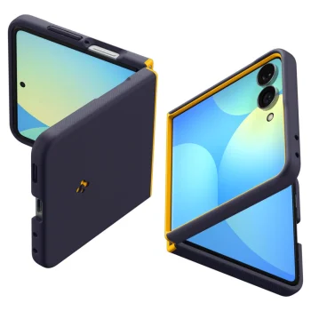 Spigen Nano Pop MagSafe Case for Samsung Galaxy Z Flip 8, Navy Blue and Yellow