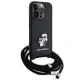 Karl Lagerfeld iPhone 15 Pro Case Crossbody Saffiano Metal Pin, Black