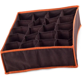Underwear and Socks Drawer Organizer, 20 Compartments, Brown