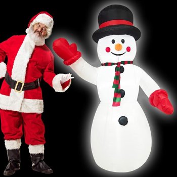 Large Inflatable Snowman with LED Lights, 180cm Christmas Yard Decoration