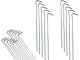 Tent Pegs Steel Anchors 31cm Set of 10, Silver