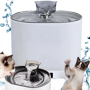 Automatic Cat Water Fountain 2.2L with Motion Sensor and Filter, White
