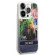 Guess Flower Liquid Glitter Case for iPhone 14 Pro, Blue