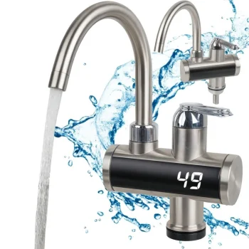 Instant Electric Hot Water Heater Faucet with LED Display 3000W, Silver