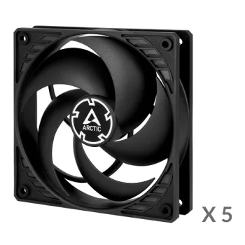 Arctic P12 PC Case Fans, 120mm, 3-pin, 5-Pack, Black