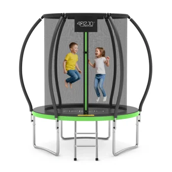 4Fizjo PRO Kids Garden Trampoline with Safety Net, 183 cm (6FT), Green/Black