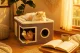 3-in-1 Cat House with Bed and Scratching Pad House1