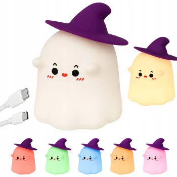 Silicone LED Night Light Ghost, RGB, Touch Control, Timer