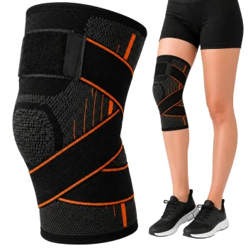 Elastic Knee Brace Stabilizer, Grey/Orange