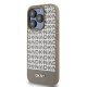 DKNY iPhone 15 Pro Case Leather Printed Pattern Metal Logo MagSafe, Brown