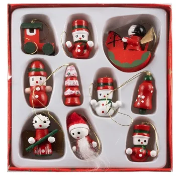 Wooden Christmas Tree Ornaments 10 pcs Ruhhy 22943