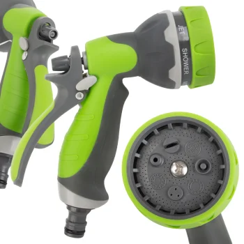 Multifunctional Garden Hose Spray Nozzle, 7 Patterns, Grey/Green