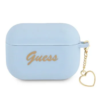 Guess GUAPLSCHSB Silicone Charm Heart Case for AirPods Pro Blue